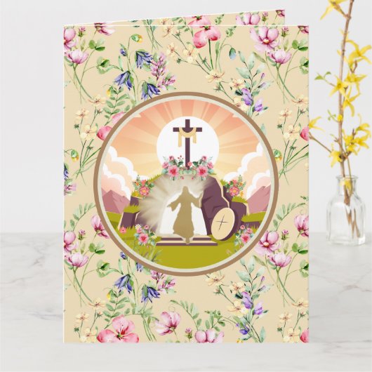 Ik ben de opstanding en het leven kaart (Gele Bloem)