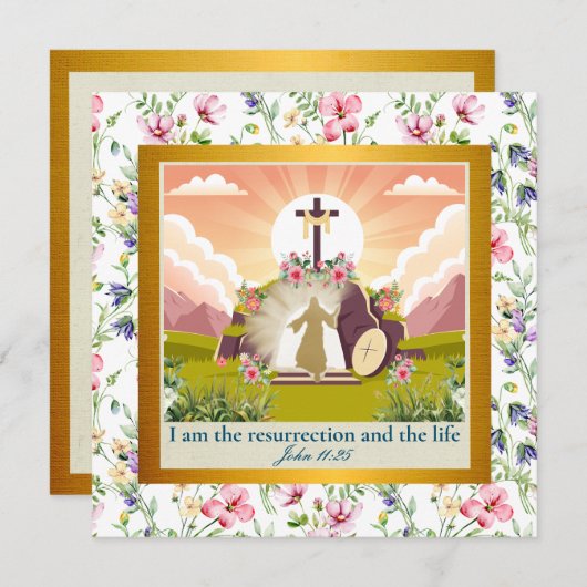 Ik ben de opstanding en het leven kaart (Voorkant / Achterkant)