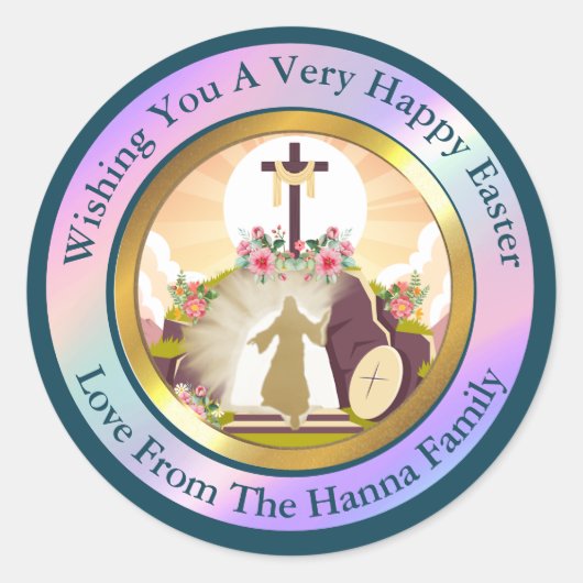 Ik ben de opstanding en het leven ronde sticker (Voorkant)