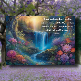 Ik ben de opstanding en het leven vredig bos feestdagenkaart