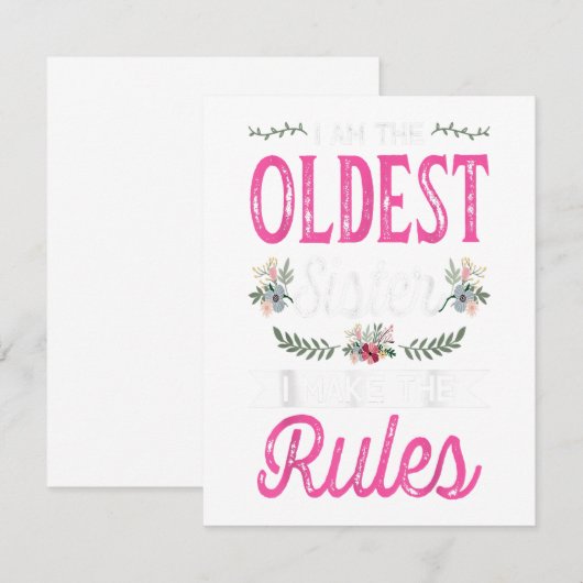 Ik ben de oudste, maak de regel, cadeau voor grote kaart (Voorkant / Achterkant)