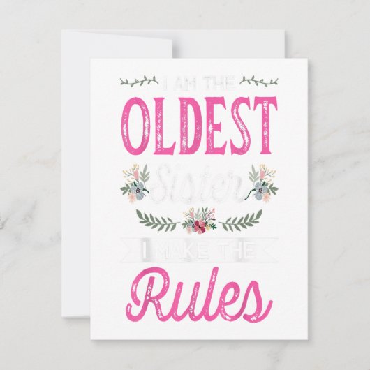 Ik ben de oudste, maak de regels, cadeau voor grot kaart (Voorkant)