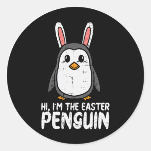 Ik ben de paashaarpinguïn Cute Bunny Oren Vrouwen  Ronde Sticker