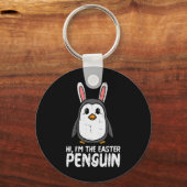 Ik ben de paasperiode pinguïn Cute Bunny Oren Vrou Sleutelhanger (Voorkant)