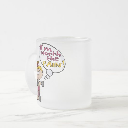 Ik ben de Pain Fitness waard Matglas Koffiemok (Voorkant links)