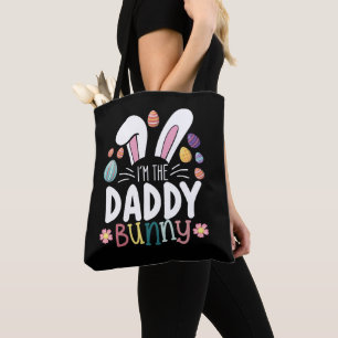 Ik ben de papa vader konijn paasfamilie matching tote bag