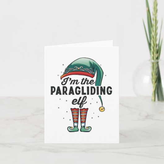 Ik ben de Paragliding Elf Kerstcadeau Xmas Kaart (Voorkant)