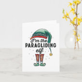 Ik ben de Paragliding Elf Kerstcadeau Xmas Kaart (Gele Bloem)