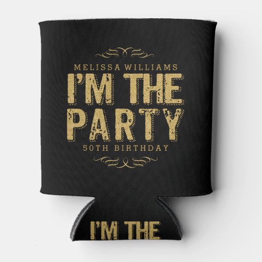 Ik ben de Partij Modern Happy 50th Birthday Blikjeskoeler (Voorkant)