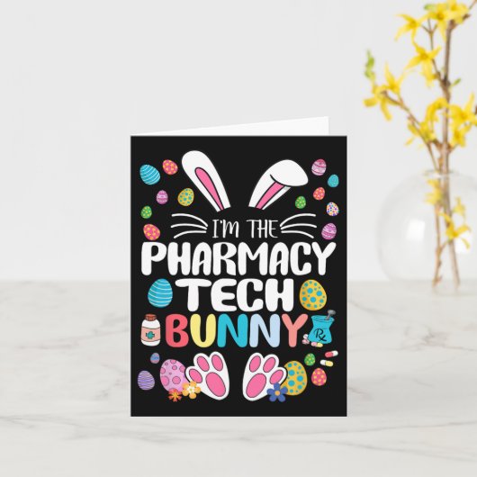 Ik ben de Pharmacy Tech Bunny Funny Bunny Ear East Kaart (Gele Bloem)
