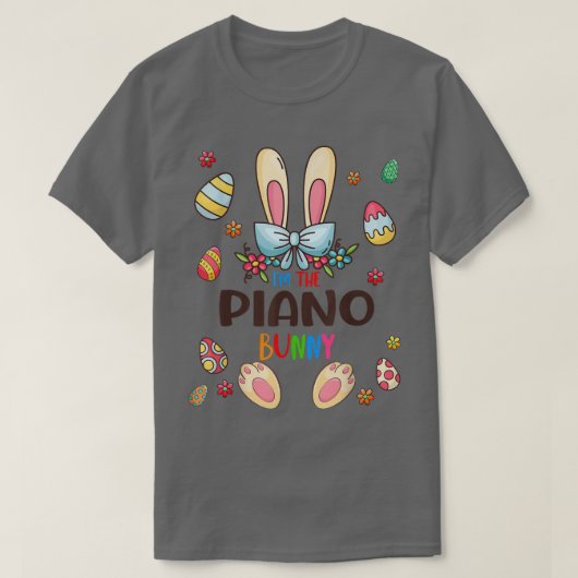 Ik ben de Piano Bunny Easter Day Matching Family E T-shirt (Design voorkant)