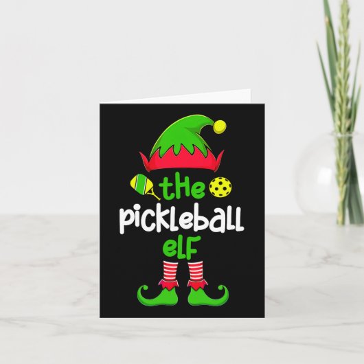 Ik ben de Pickleball Elf kerstfamilie die op P sta Kaart (Voorkant)