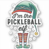 Ik ben de Pickleball Elf met kerstcadeaus Sticker (Voorkant)