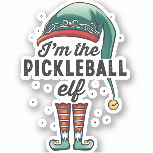 Ik ben de Pickleball Elf met kerstcadeaus Sticker (Voorkant)