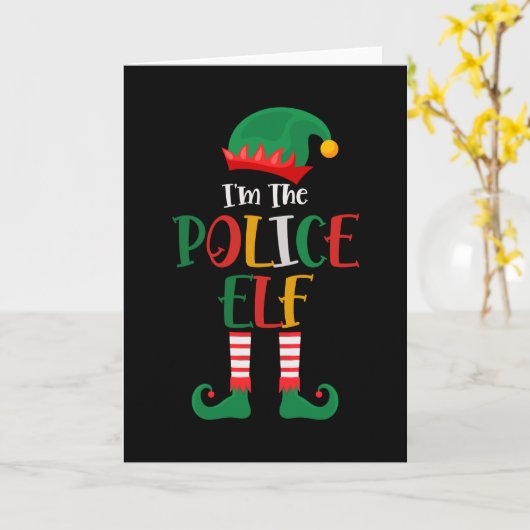 Ik ben de politie-elf bijpassende kerst 2021 kaart (Gele Bloem)