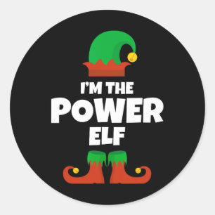 Ik ben de Power Elf Family pyjama kerst grappig Ronde Sticker