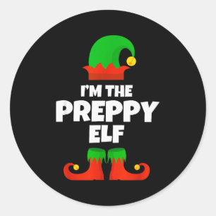 Ik ben de preppy elfenfamilie pajama kerst grap  ronde sticker