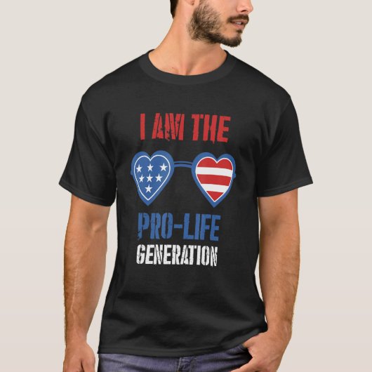 Ik ben de Pro Life Generatie Amerikaanse zonnebril T-shirt (Voorkant)