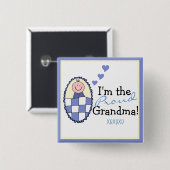 Ik ben de Proud Grandma-Blue Vierkante Button 5,1 Cm (Voorkant /achterkant)
