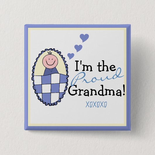 Ik ben de Proud Grandma-Blue Vierkante Button 5,1 Cm (Voorkant)