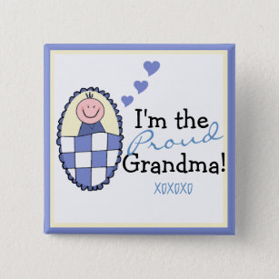 Ik ben de Proud Grandma-Blue Vierkante Button 5,1 Cm
