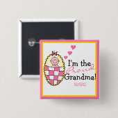Ik ben de Proud Grandma Pink Vierkante Button 5,1 Cm (Voorkant /achterkant)