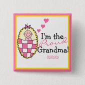 Ik ben de Proud Grandma Pink Vierkante Button 5,1 Cm (Voorkant)