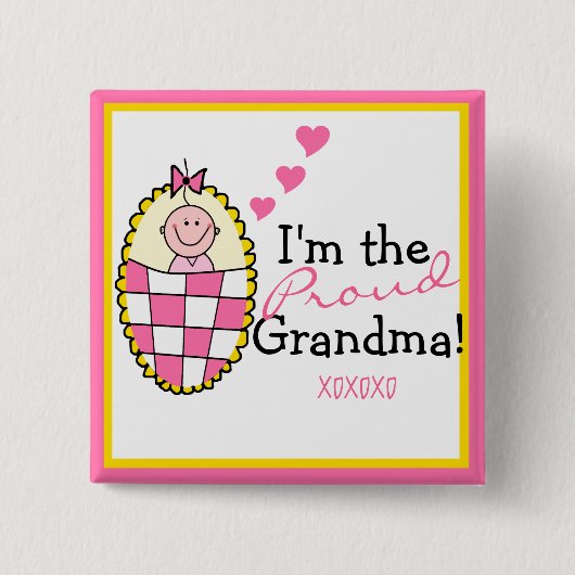 Ik ben de Proud Grandma Pink Vierkante Button 5,1 Cm (Voorkant)