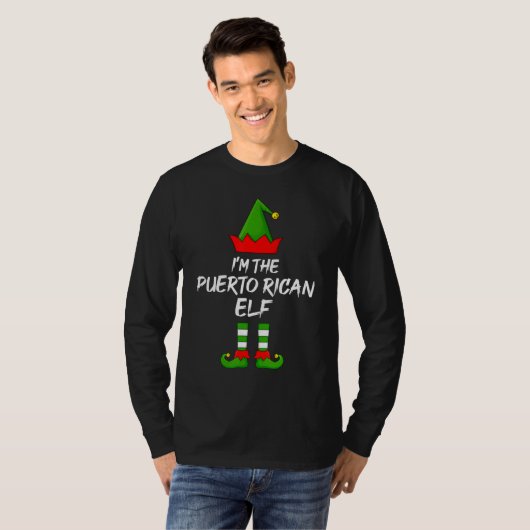 Ik ben de Puerto Ricaanse Elf Matching Family Elf  T-shirt (Voorkant volledig)