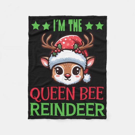 Ik ben de Queen Bee rendier Kerstmis Fleece Deken (Voorkant)