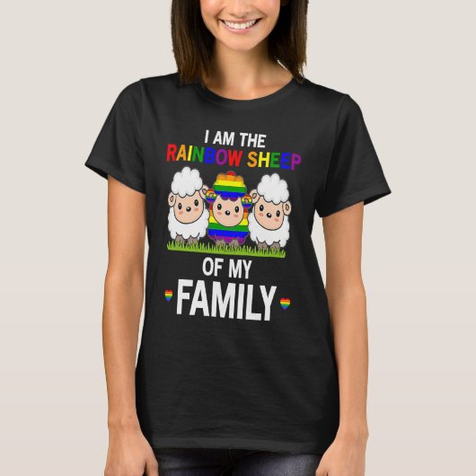 Ik ben de regenboogschaap van mijn familiepride LG T-shirt (Voorkant)