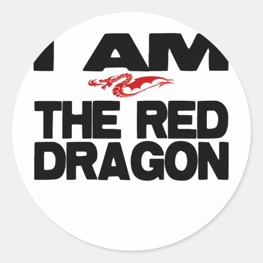 Ik ben de rode draak ronde sticker (Voorkant)
