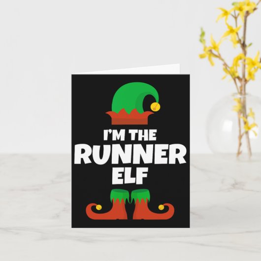 Ik ben de runner elf familie pyjama kerst grappig  kaart (Gele Bloem)