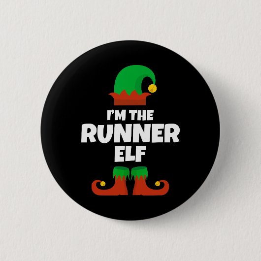Ik ben de runner elf familie pyjama kerst grappig ronde button 5,7 cm (Voorkant)