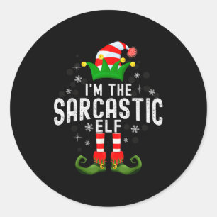 Ik ben de sarcastische elf kerst familie pyjama ko ronde sticker
