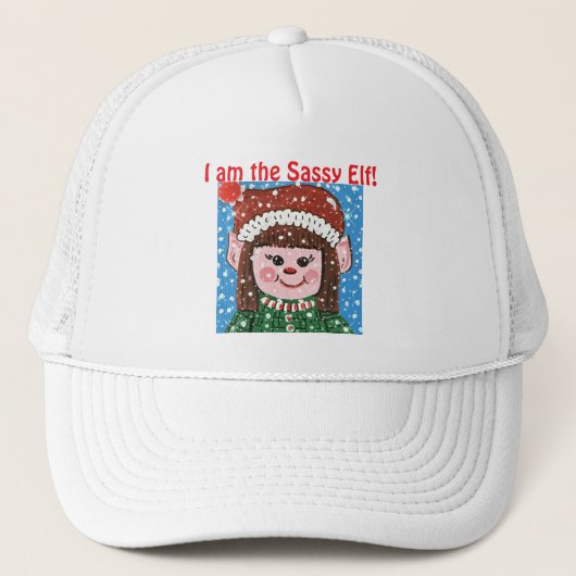 Ik ben de Sassy Elf Hoed Trucker Pet (Voorkant)