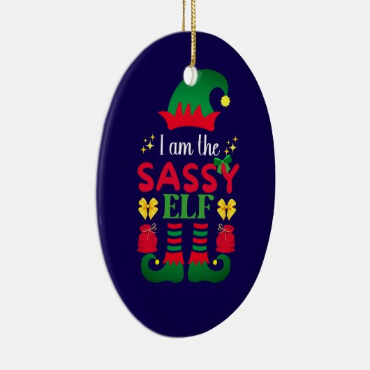 Ik ben de Sassy Elf Keramisch Ornament (Rechts)