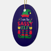 Ik ben de Sassy Elf Keramisch Ornament (Links)