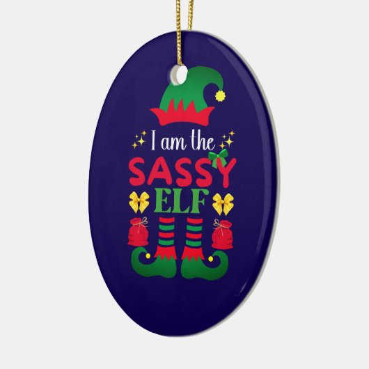 Ik ben de Sassy Elf Keramisch Ornament (Links)