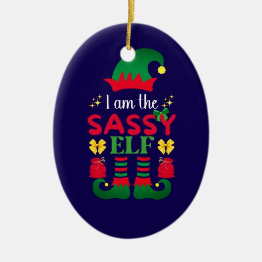 Ik ben de Sassy Elf Keramisch Ornament (Voorkant)