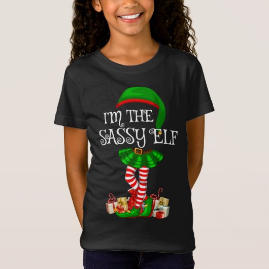 Ik ben de Sassy Elf Kerstmis. T-shirt (Voorkant)
