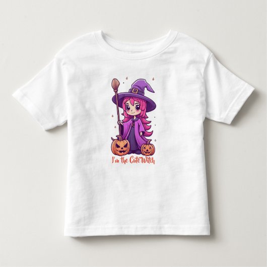 Ik ben de Schattigee heks Pink Girly Halloween Kinder Shirts (Voorkant)