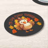 Ik ben de Schattigee Turkije Thanksgiving Herfst Ronde Kartonnen Onderzetter (Gebogen)