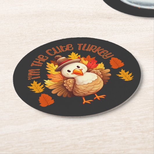 Ik ben de Schattigee Turkije Thanksgiving Herfst Ronde Kartonnen Onderzetter (Gebogen)