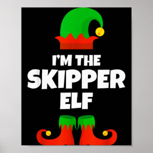 Ik ben de schipper elfenfamilie pyjama kerst leuk poster