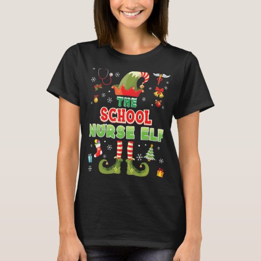 Ik ben de schoolverpleegster Elf kerstredder. T-shirt (Voorkant)