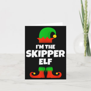 Ik ben de Skipper Elf Familie Pyjama Kerst Morsig  Kaart