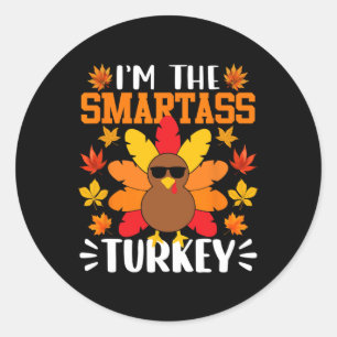 Ik ben de Smart Turkey Funny Herfst Autumn Thanksg Ronde Sticker