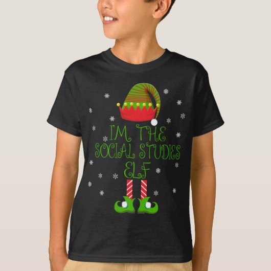 Ik ben de Sociale Studies Elf Funny Teacher Xmas T-shirt (Voorkant)