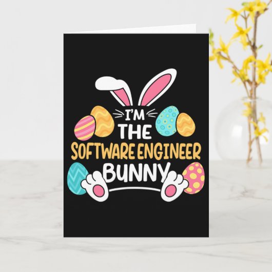 Ik ben de software engineer Bunny Developer Pasen Kaart (Gele Bloem)